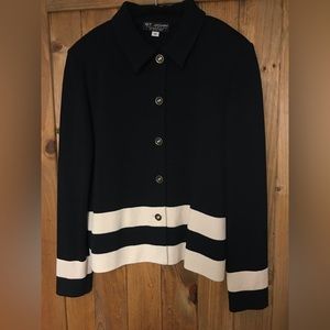 St. John Jacket - Black w/cream stripes - Size 14